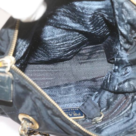 PRADA Quilted Chain Shoulder Bag Nylon Navy Auth ar11409 - Picture 10 of 16